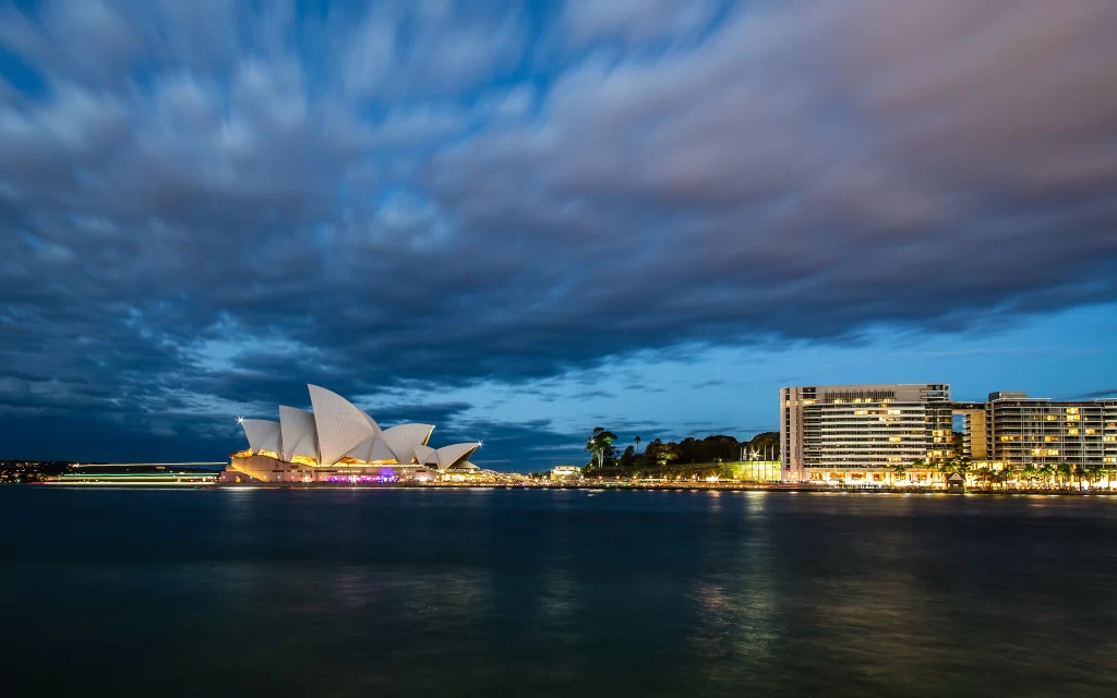 Sydney Opera House Twilight Clouds Water Reflection