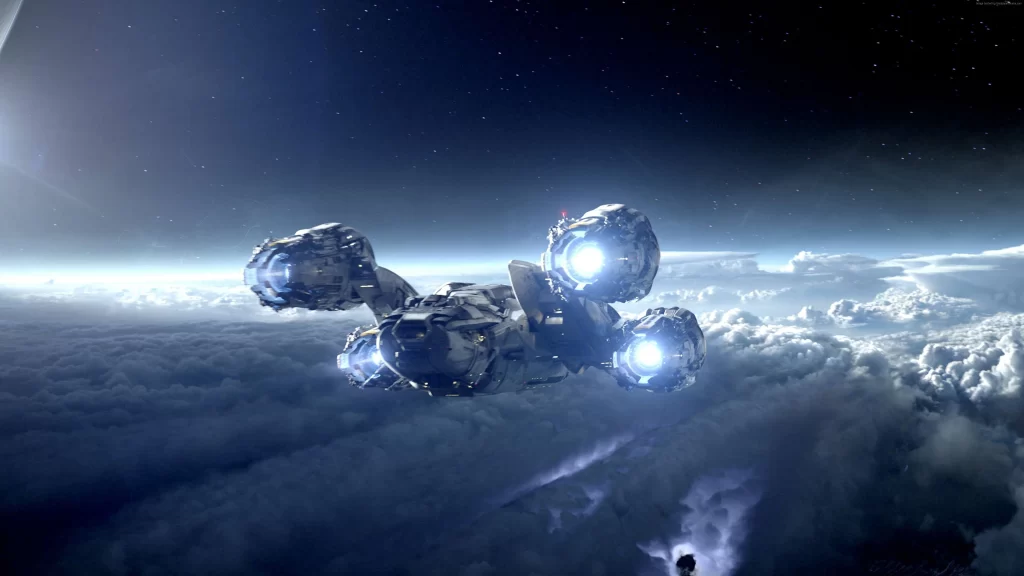 Spacecraft Clouds Stars Sky Atmosphere