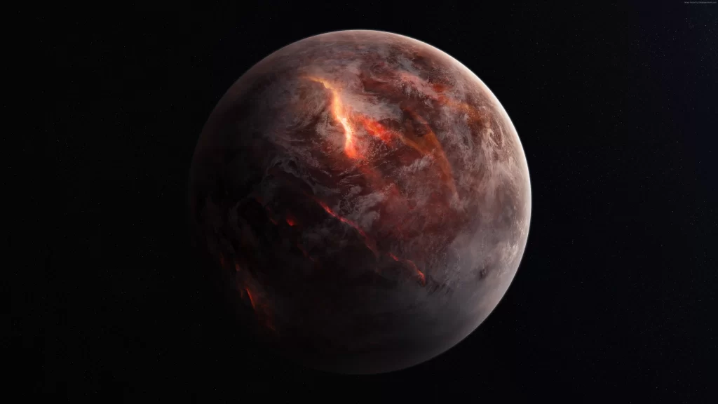 Planet Volcanic Activity Fiery Landscape Space
