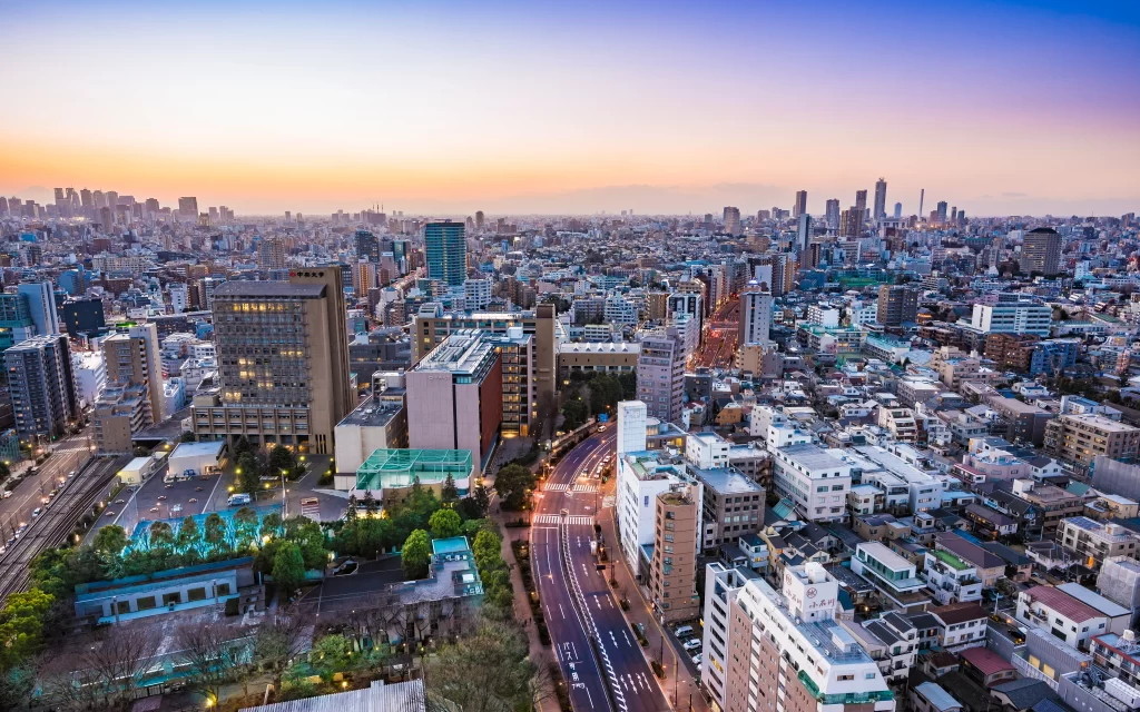 Urban Skyline Sunset Cityscape High-rise Buildings
