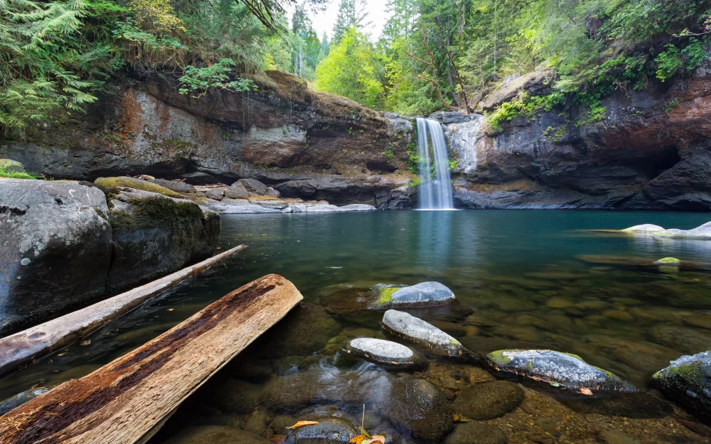 Waterfall Forest Rocks Clear Water Nature