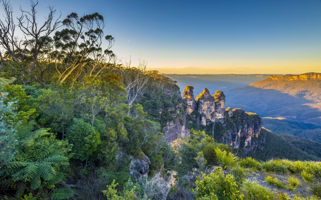 Sunset Mountainous Landscape Greenery Rocky Cliffs Scenic View