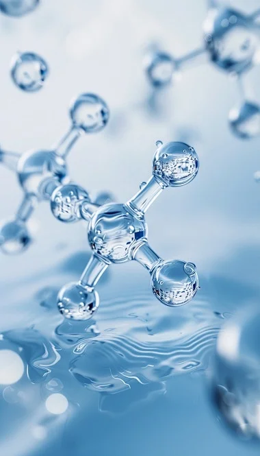Water Molecule Structure Blue Shiny