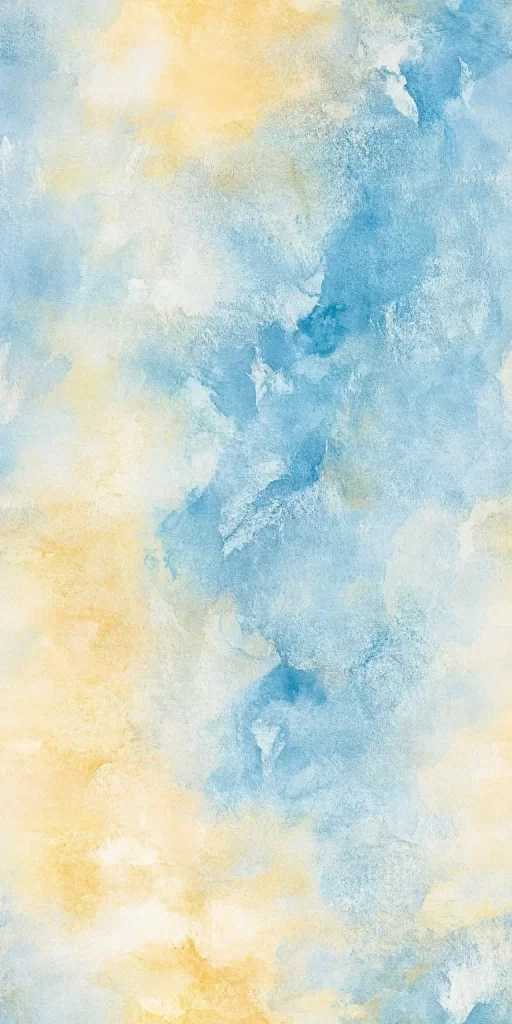 Watercolor Painting Sky Clouds Blue Yellow