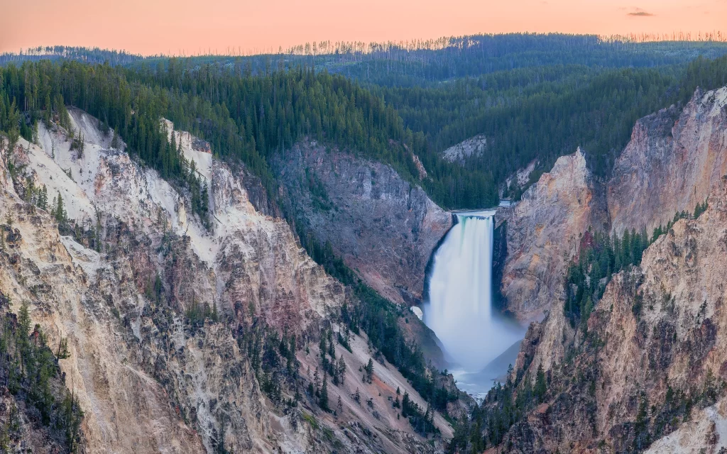 waterfall canyon landscape nature sunset