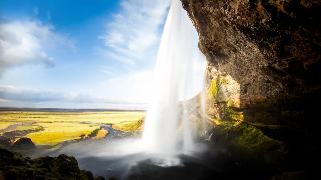 waterfall nature landscape sunlight sky