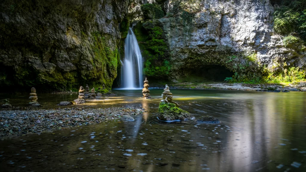 waterfall river rocks nature tranquility reflection