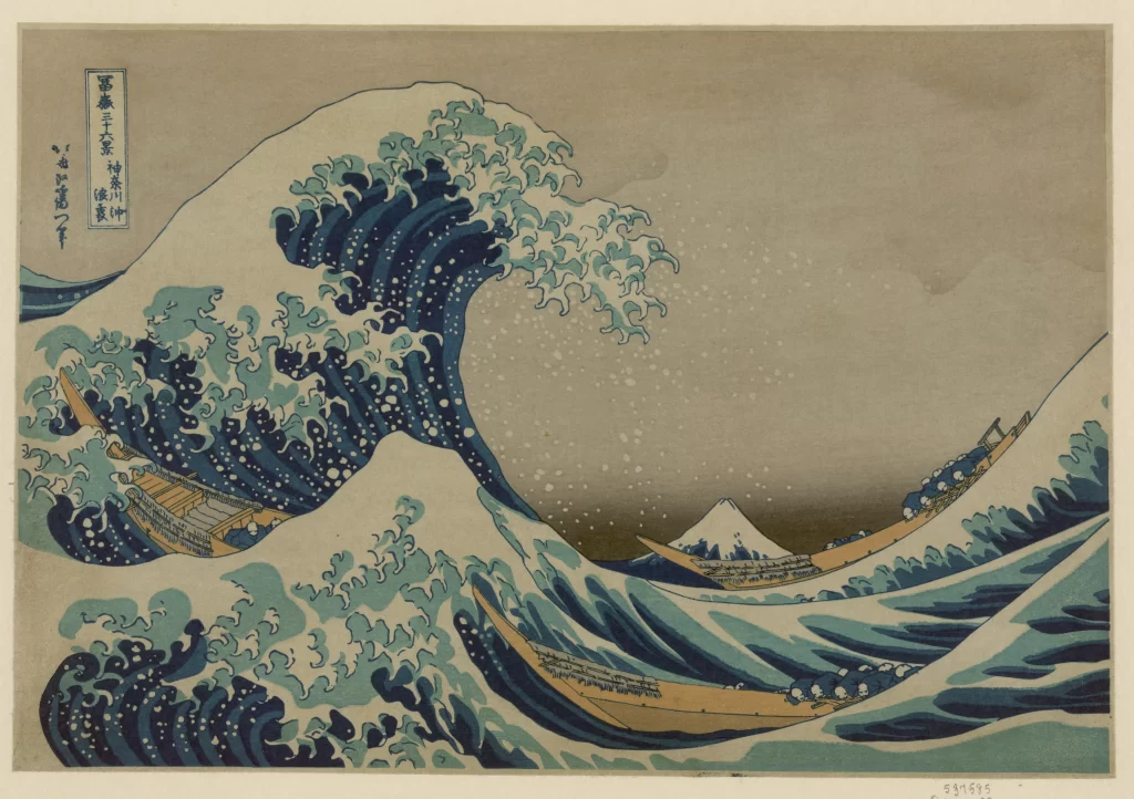 Wave Boats Blue White Traditional Japanese