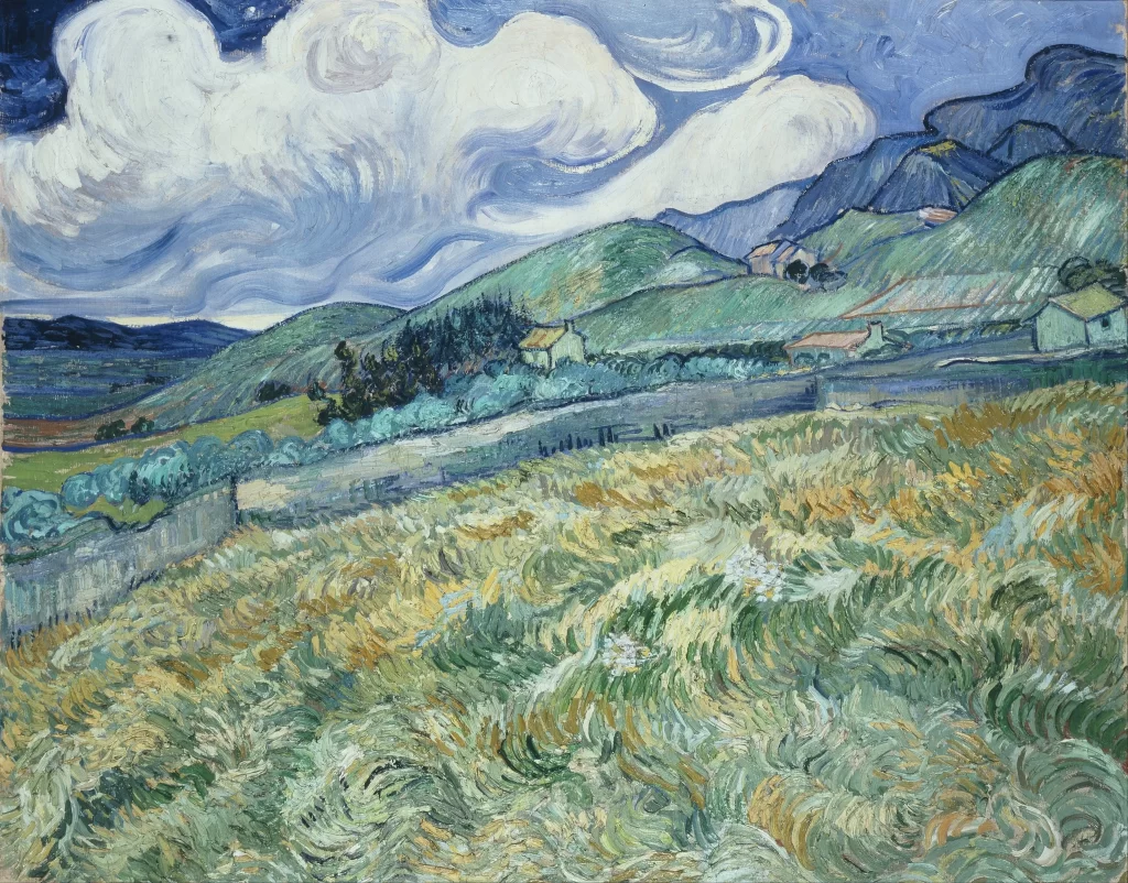 Wheat Field with Mountains in the Background Van Gogh