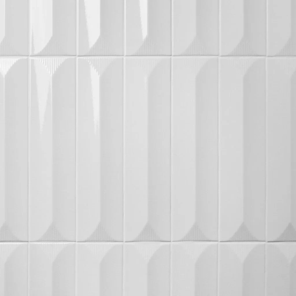 White Tiles Geometric Pattern Glossy Modern Minimalist