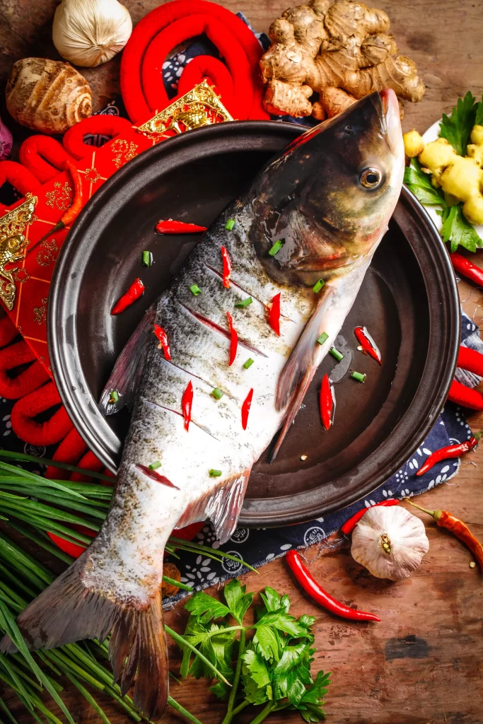 Whole Fish Spices Red Chili Green Onion