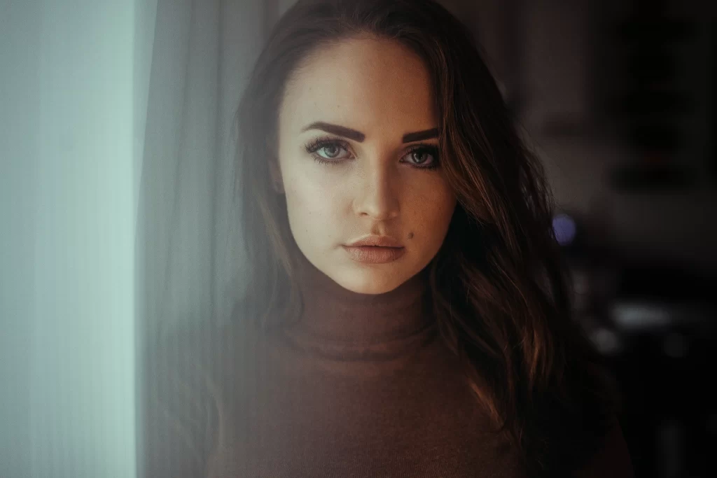 woman hair indoor light clothing expression