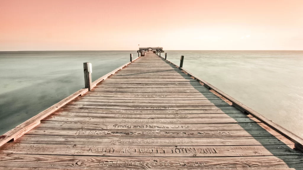 Wooden Pier Ocean Sunset Names Horizon Serene