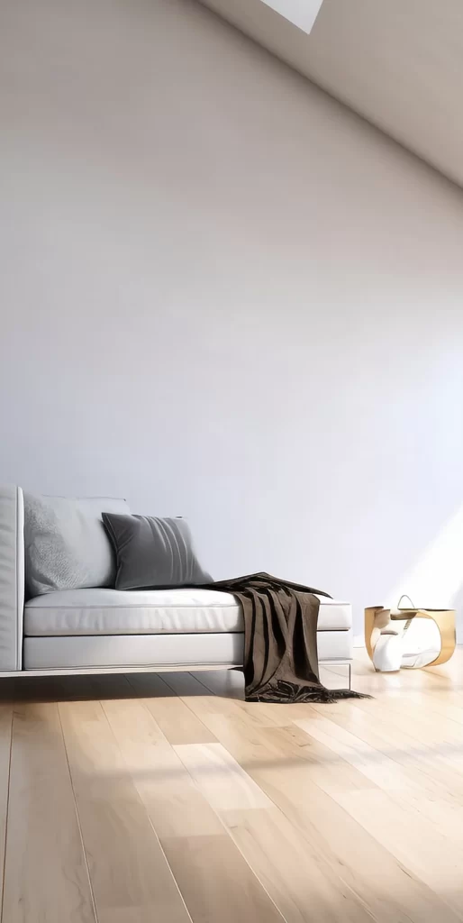 Modern White Sofa with Gold Accent Table