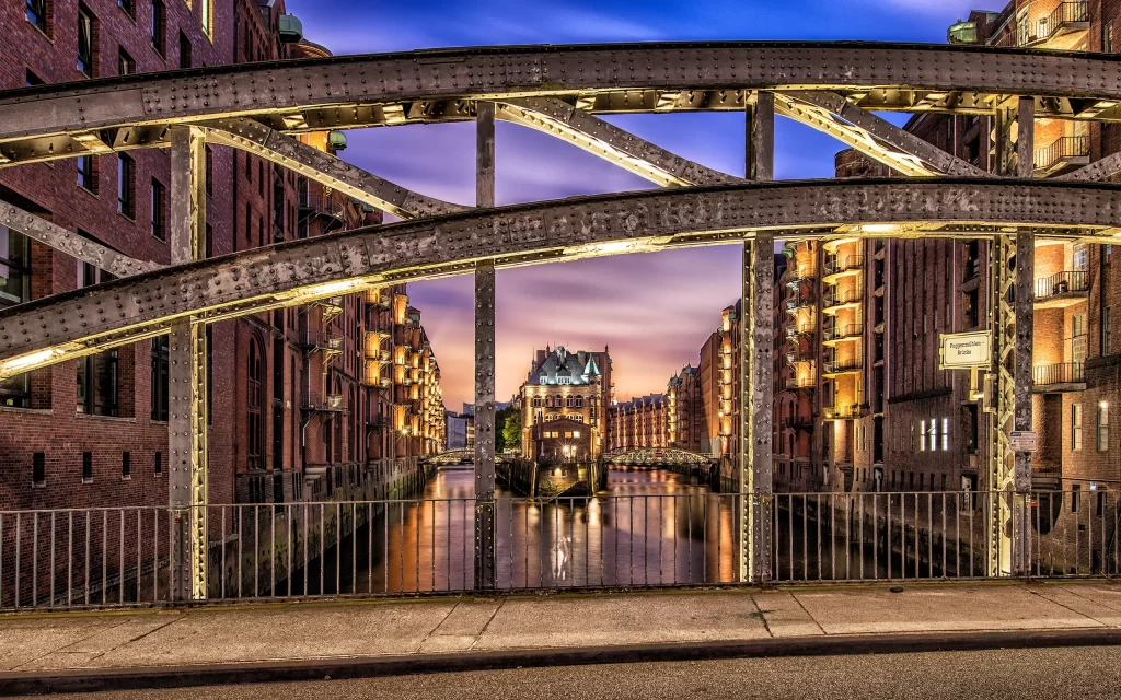 Industrial Architecture Bridge River Twilight Cityscape