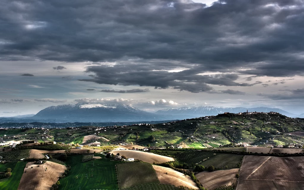 Landscape Rolling Hills Mountains Clouds Sky Rural