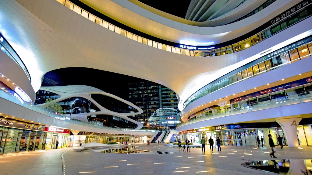Modern Architecture Shopping Mall Urban Night Lights