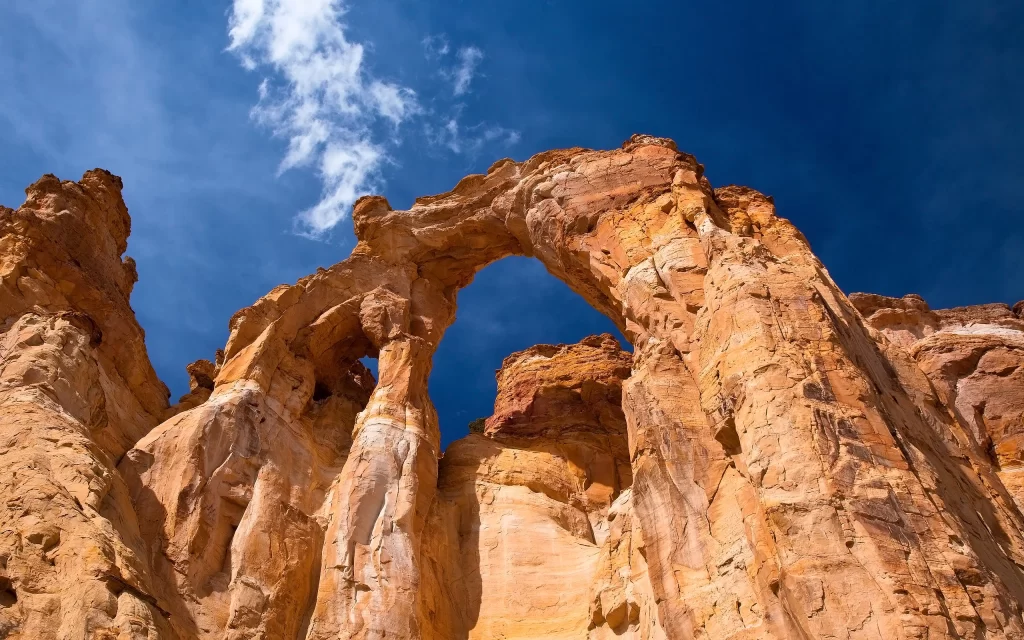 Rocky Arch Blue Sky Clouds Canyon Nature