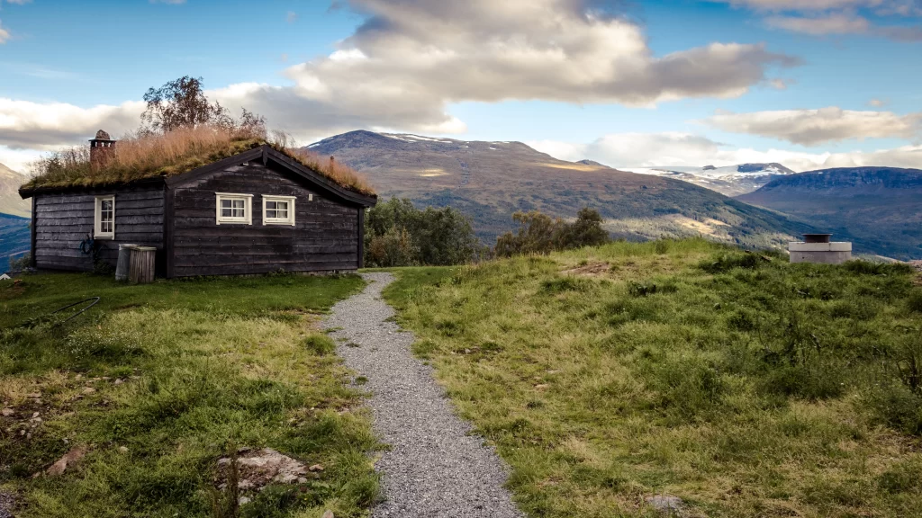 Rural Cabin Mountain Pathway Scenic Landscape Nature