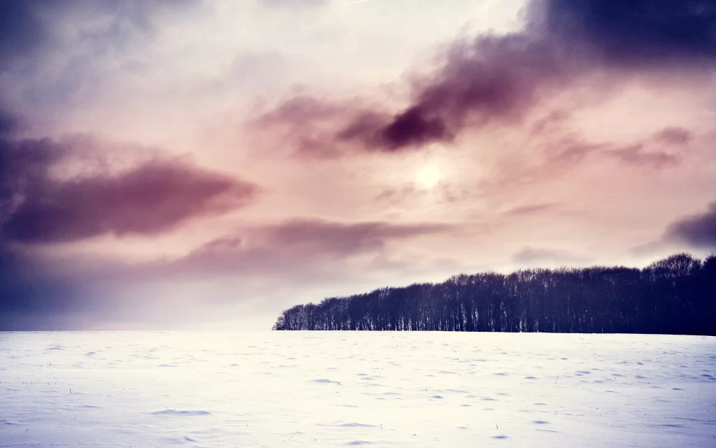 Snowy Landscape Clouds Trees Winter Sky