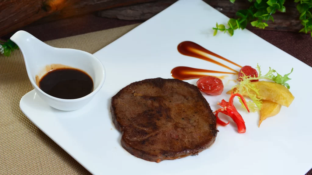 Steak Sauce Vegetables Garnish Plate