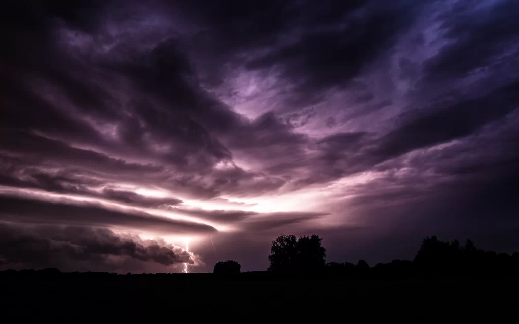 Stormy Sky Lightning Clouds Dark Purple