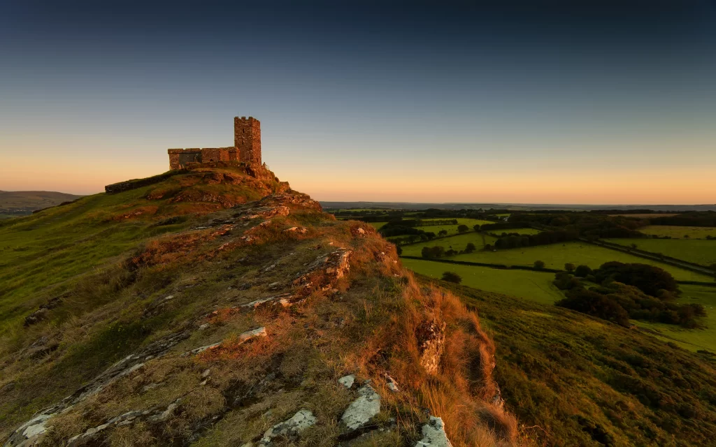 Sunset Castle Hillside Fields Nature