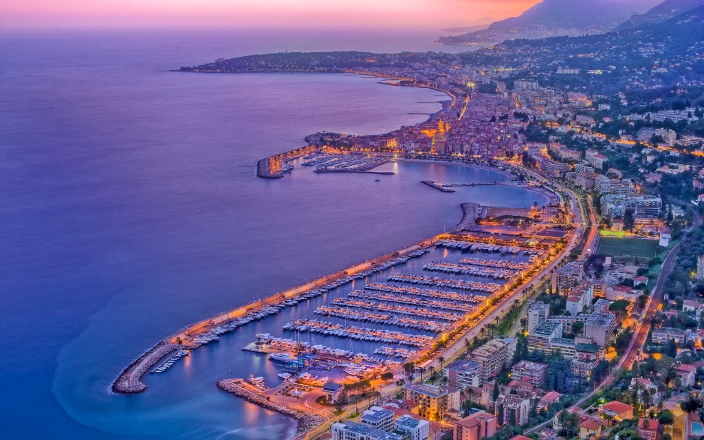 Sunset Cityscape Marina Boats Ocean