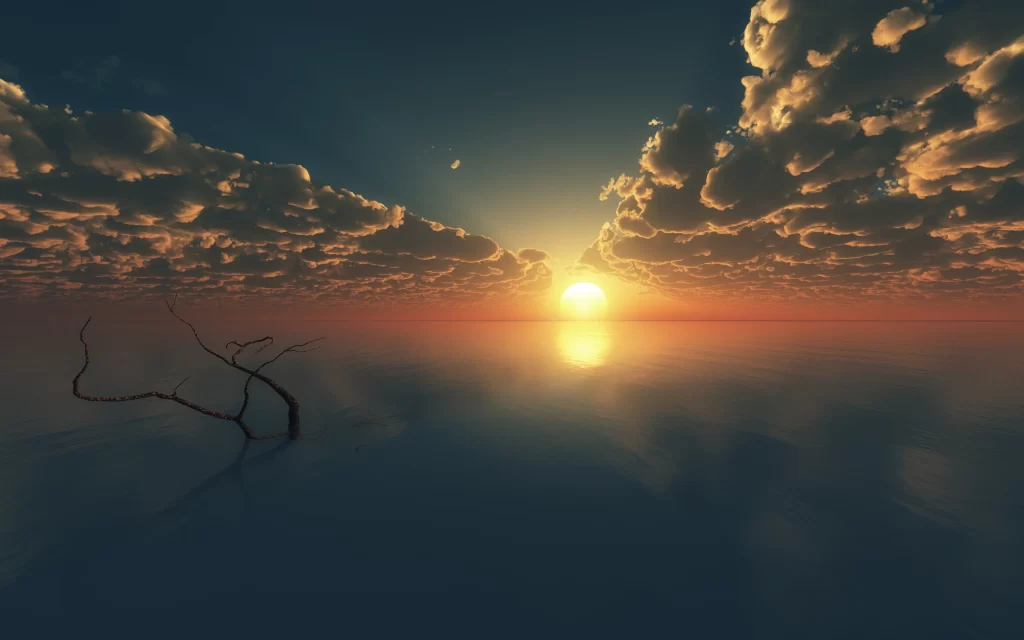 Sunset Clouds Ocean Reflections Dramatic