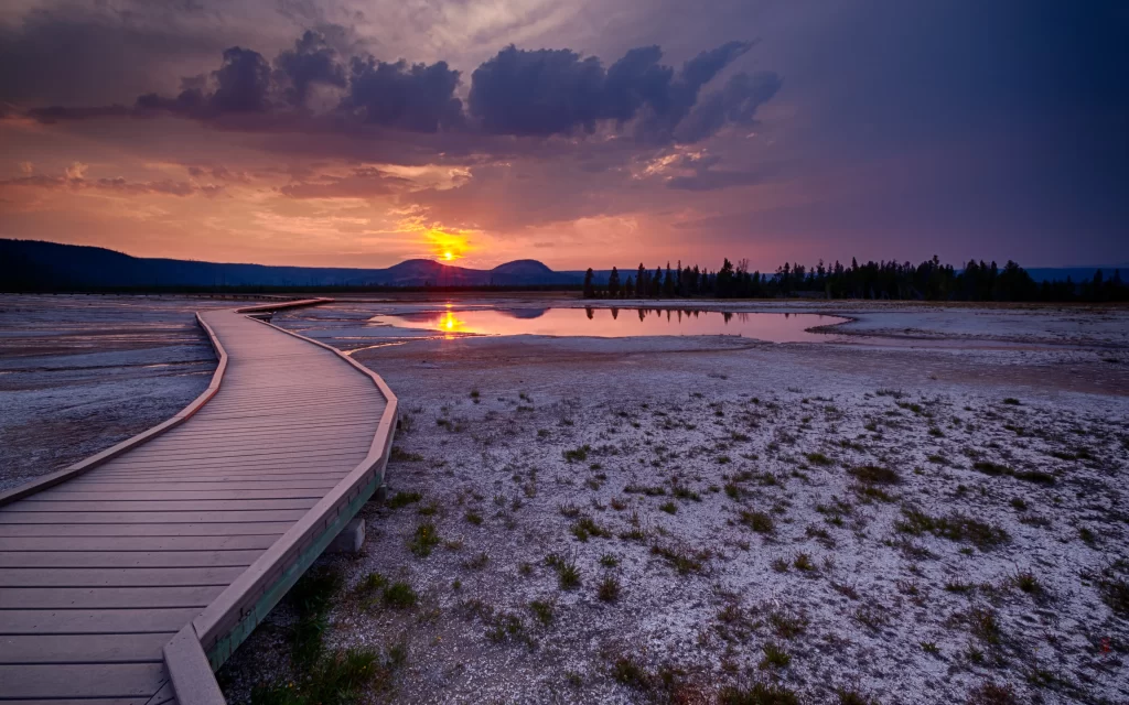Sunset Clouds Pathway Reflection Landscape