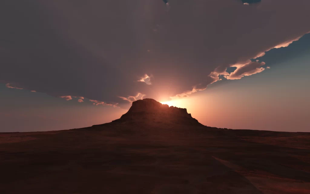 Sunset Mountain Desert Clouds Sky