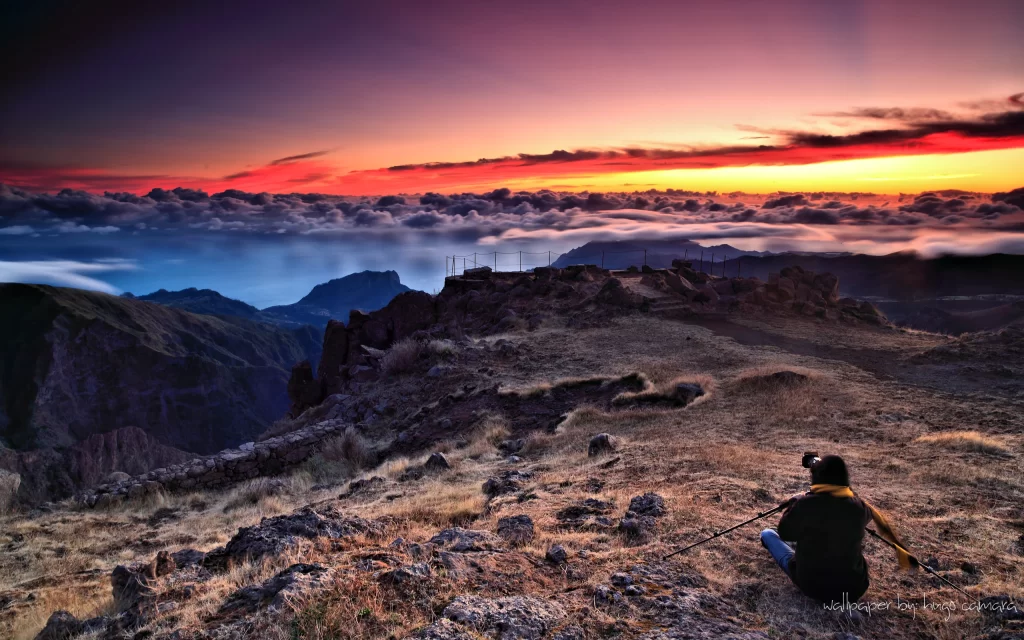 Sunset Mountain Landscape Clouds Horizon Photographer