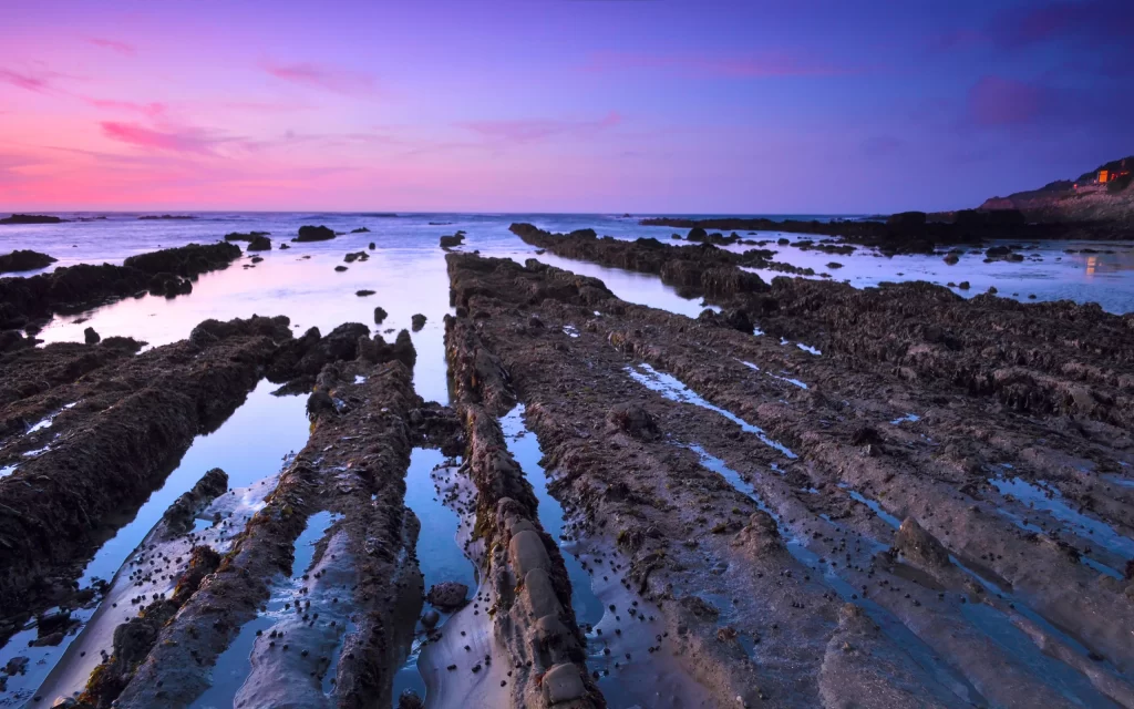 Sunset Ocean Rocks Tidepool Reflections Nature