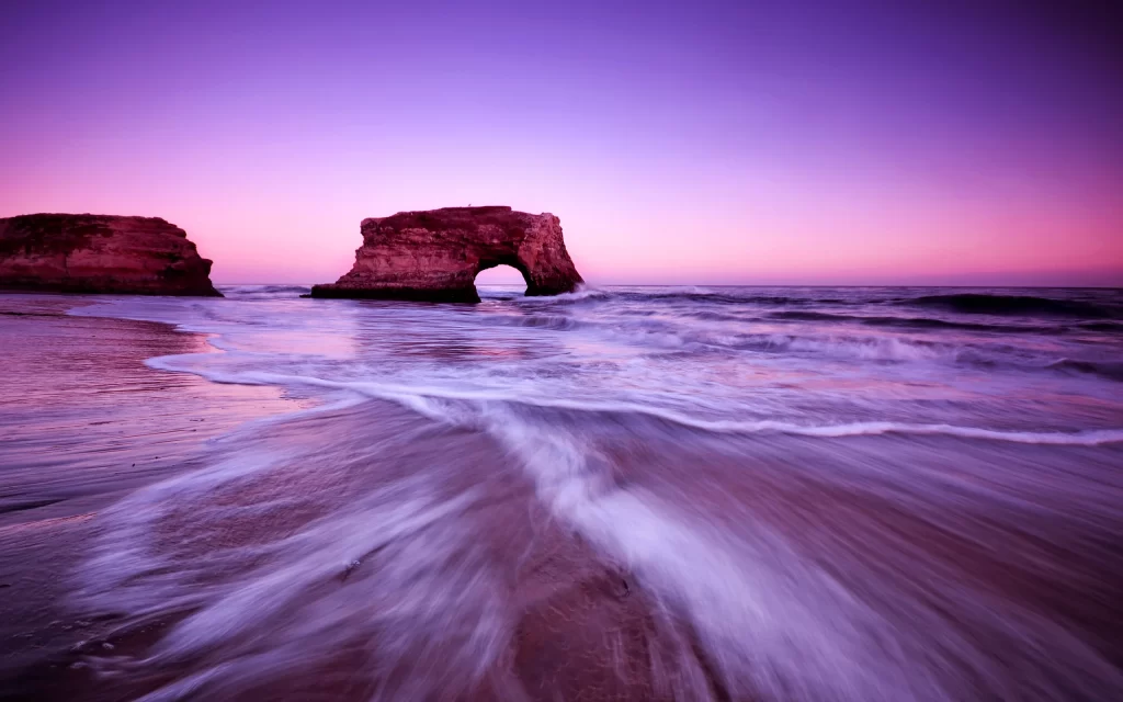 Sunset Ocean Waves Beach Purple