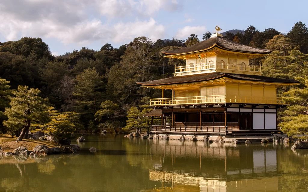 Traditional Japanese Architecture Golden Pavilion Kinkaku-ji Kyoto Temple Pond