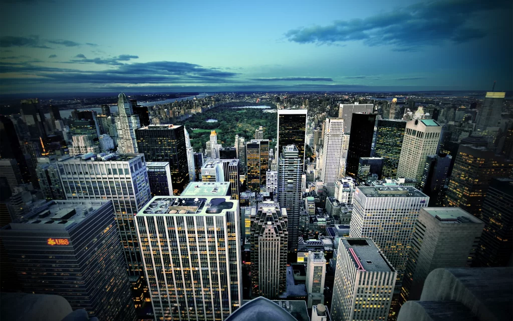 Urban Skyscrapers Cityscape Central Park Twilight Skyline