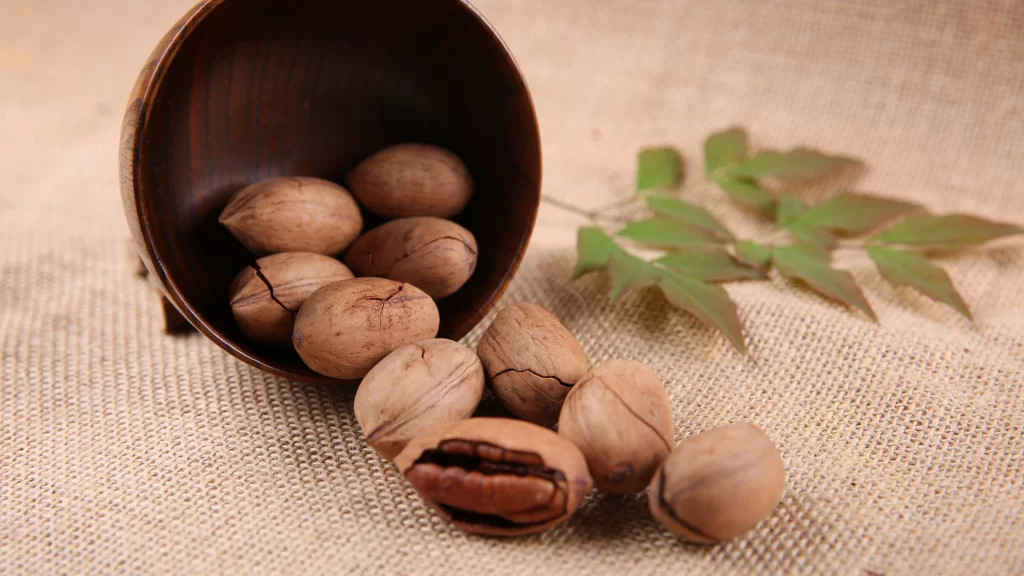 Walnuts Bowl Leaves Nature Rustic