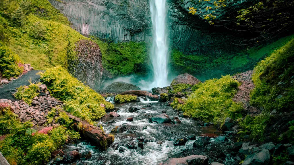 Waterfall Nature Greenery Rocks Stream Mist