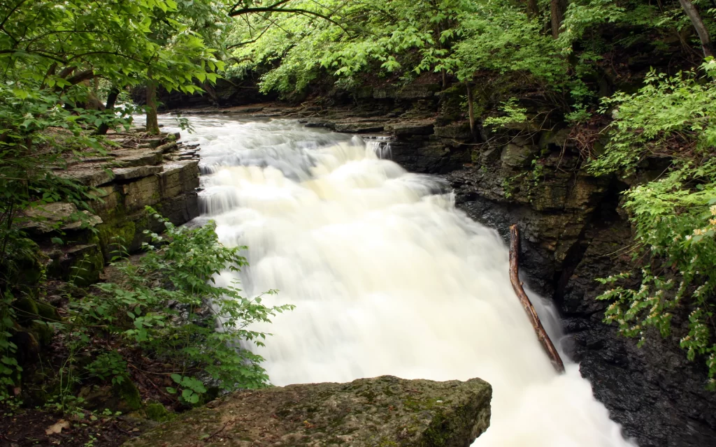 Waterfall Nature Rocks Greenery Flowing River