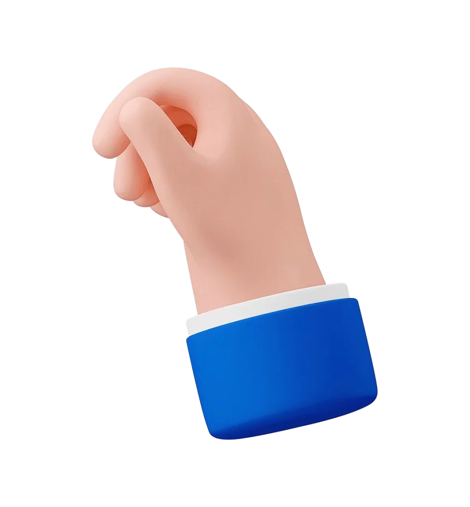3D Rendered Hand with Blue Cuff