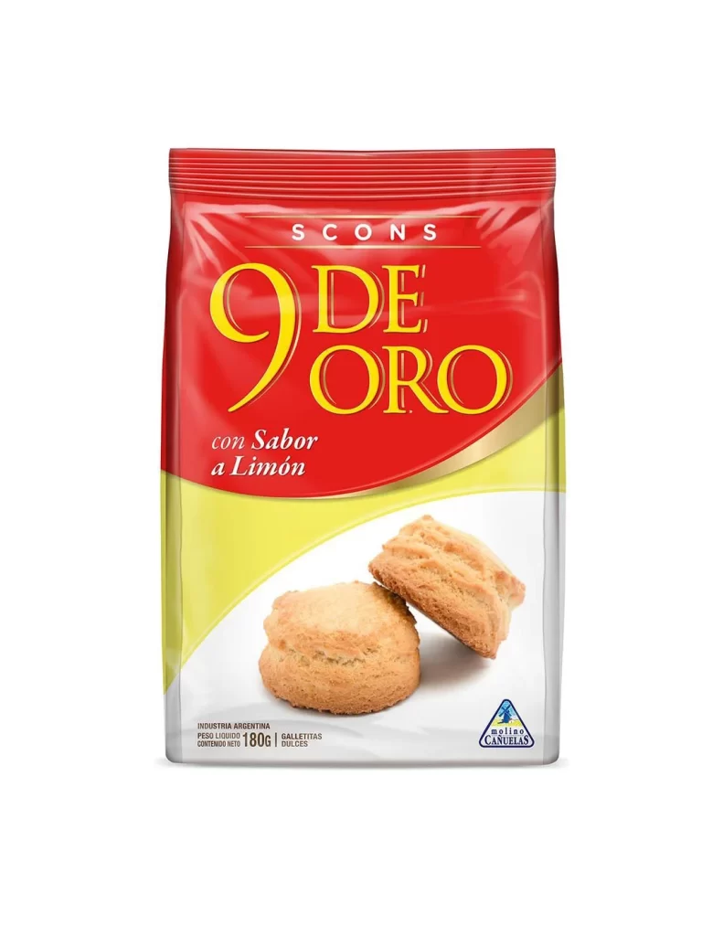 9 de Oro Lemon Cookie Yellow Red Typography