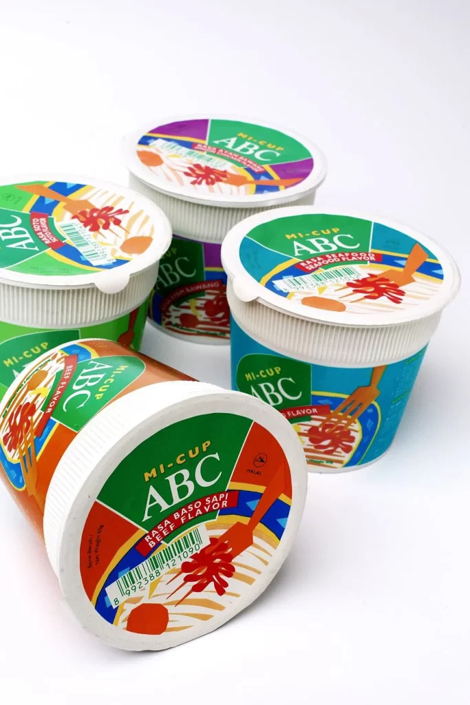 ABC Cup Noodle Beef Flavor Colorful Illustrative