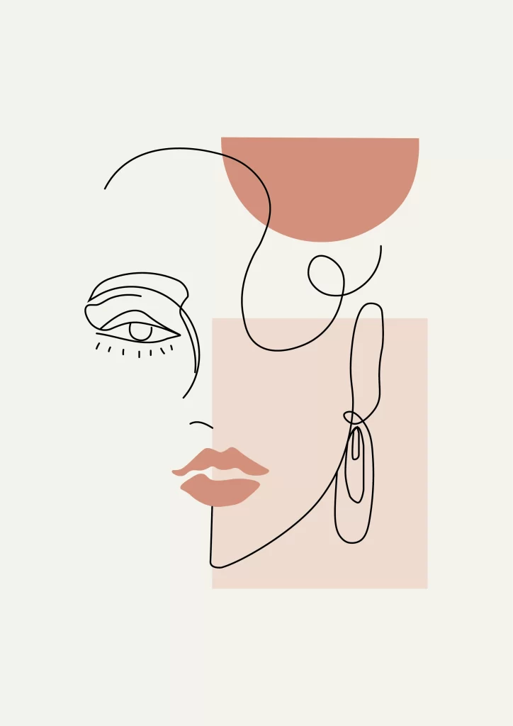 Abstract Face Line Art Pink Minimalist Design