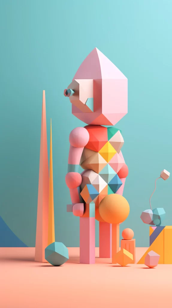 Abstract Geometric Shapes Pastel Colorful Futuristic