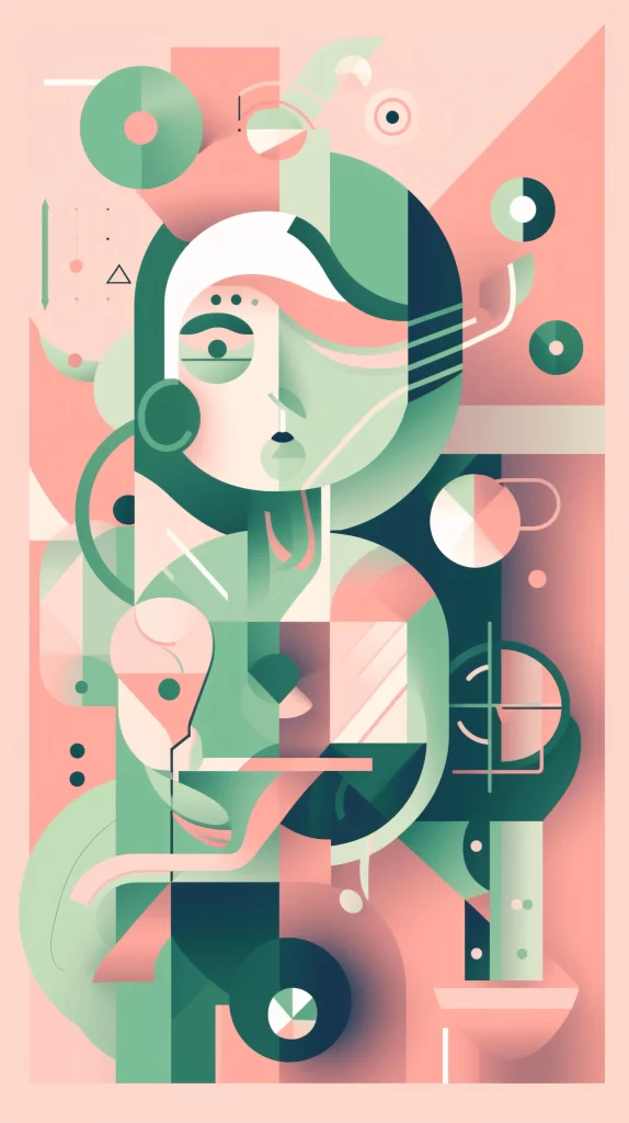 Abstract Green Pink Geometric Modern