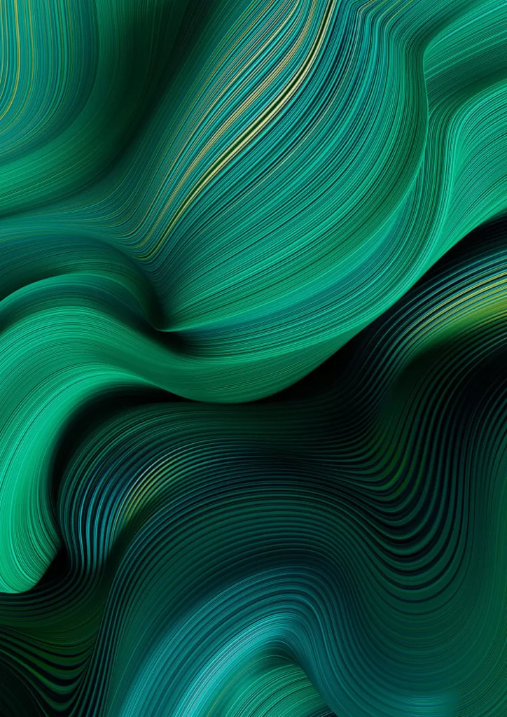 Abstract Green Waves Flowing Lines