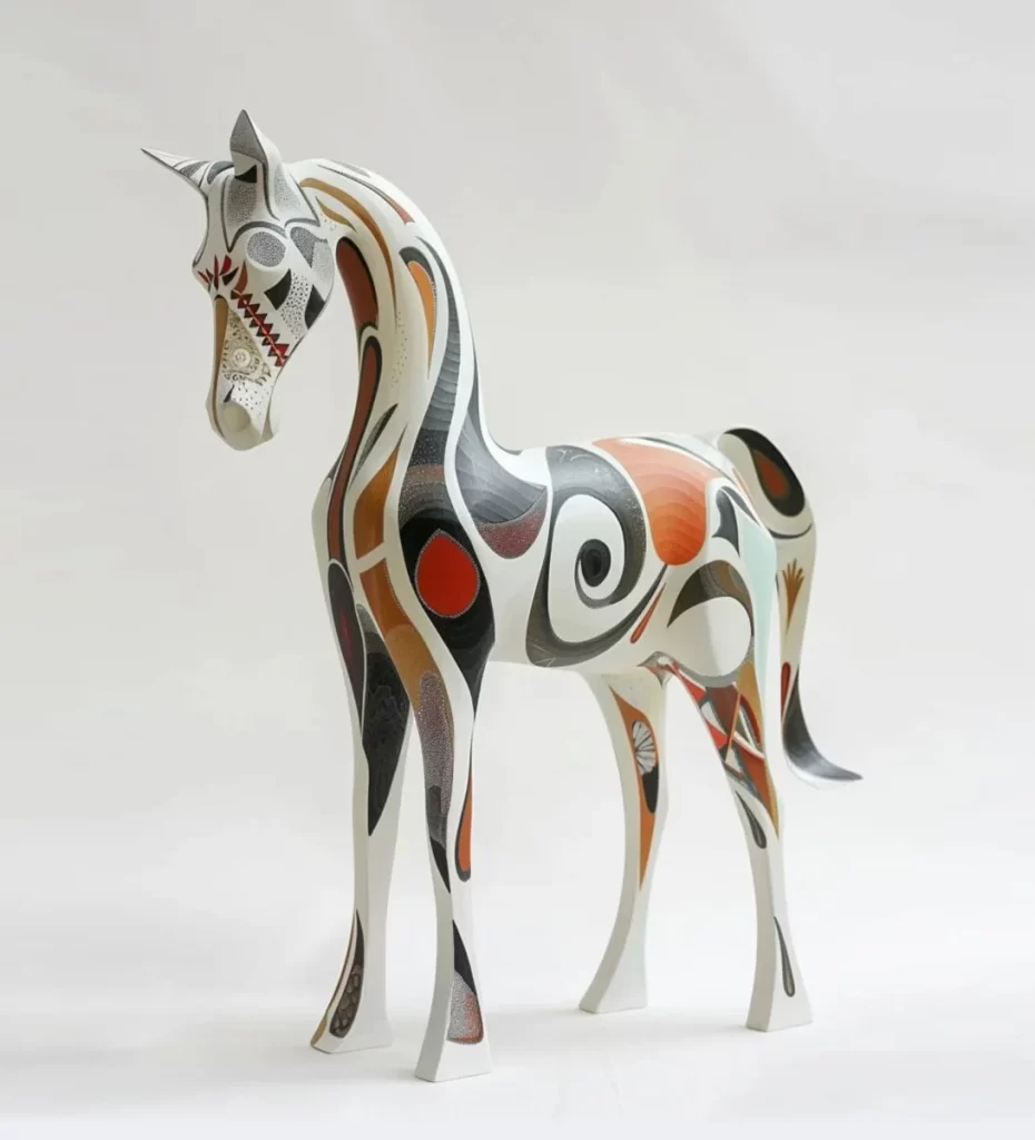 Abstract Horse Sculpture Patterns Colorful Artistic Design