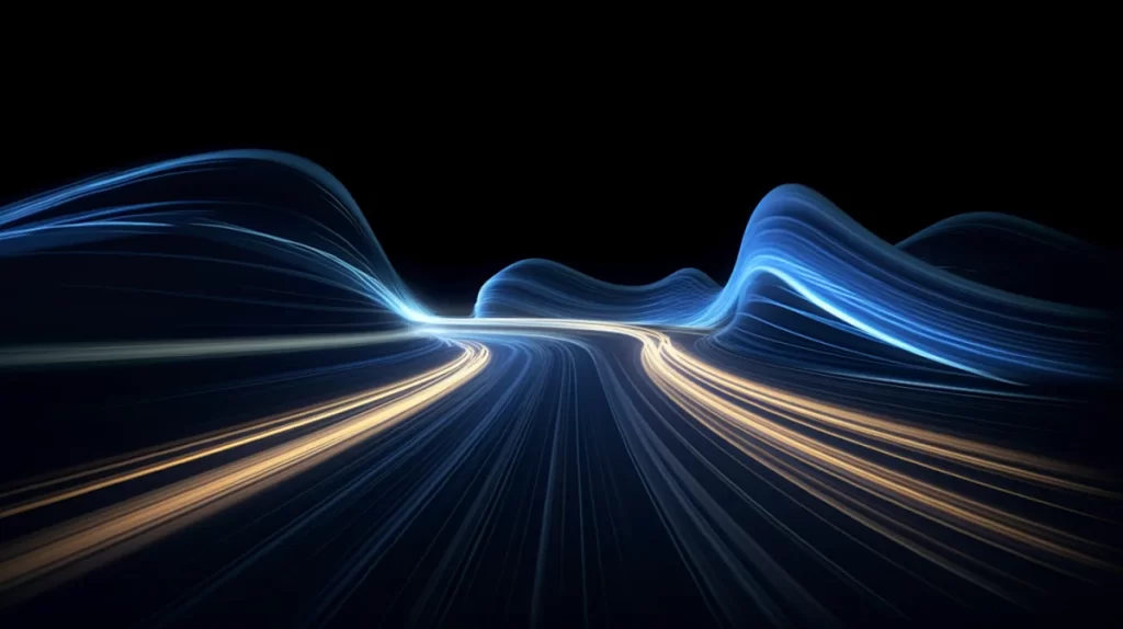Abstract Light Trails Blue Black Dynamic Movement
