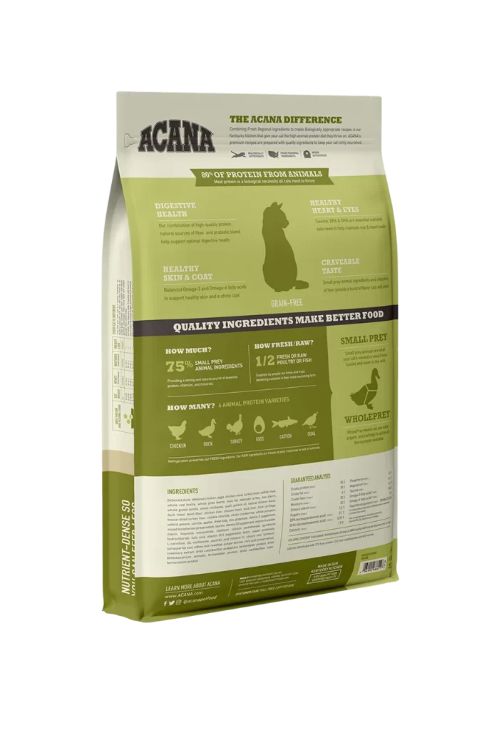 Acana Cat Food Grain-Free Green Bag Illustration