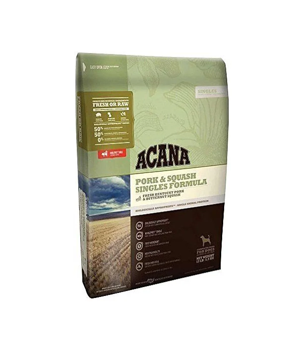 Acana Dog Food Pork Squash Green Brown Illustration